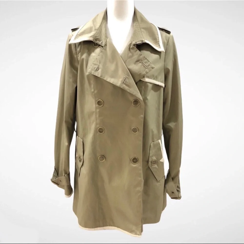 Sam Edelman Trench Coat Back Zipper Detail Sage Green Size Large - Picture 1 of 9